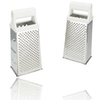 Râpe de table avec manche blanc - Ergonomique - Pour fromage, pommes de terre, concombre - Lot de 2 râpes carrées - Râpes de cuisine 24,5 cm - Ne passe pas au lave-vaisselle / 2