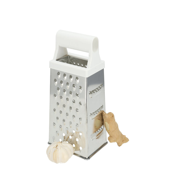 Tafelrasp met Witte Handgreep - Ergonomisch - Voor Kaas, Aardappelen, Komkommer -Set van 2 Vierkantenraspen - 24,5 cm Keukenraspen - Niet Vaatwasserbestendig