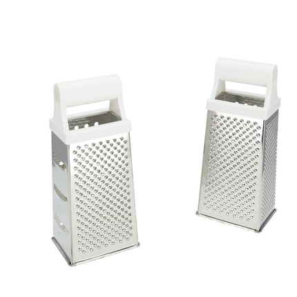 Tafelrasp met Witte Handgreep - Ergonomisch - Voor Kaas, Aardappelen, Komkommer -Set van 2 Vierkantenraspen - 24,5 cm Keukenraspen - Niet Vaatwasserbestendig