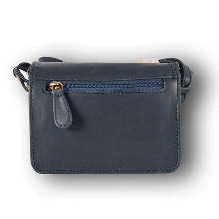 Tasje | Handtasje | 12cm*17cm | Echte leer | Navy | Leren tas dames