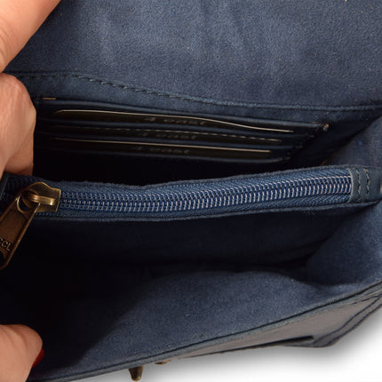Tasje | Handtasje | 12cm*17cm | Echte leer | Navy | Leren tas dames