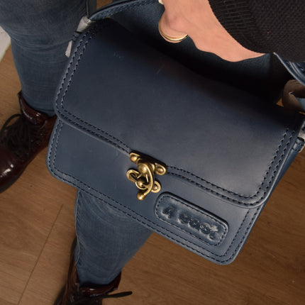 Tasje | Handtasje | 12cm*17cm | Echte leer | Navy | Leren tas dames