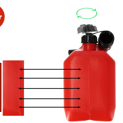 3x Kunststof Brandstof Jerrycan - 5 Liter Rood - Benzinekan met Schenktuit en Kraan - Voor Benzine, Diesel, Petrol & Meer - Heavy Duty