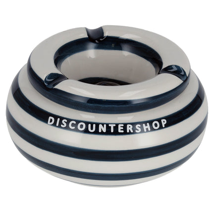 Stormasbak Keramiek | Aardewerk Blauw/Wit - Windbestendig - 11cm Diameter | Sigaretten Asbak voor Buiten & Terras