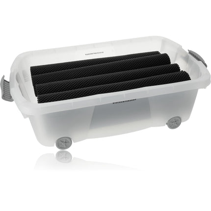 Opbergbox Zwart 24L met Deksel - Verijdbare Onderbedbox met Wieltjes - Ideaal voor Thuis, Kantoor & Garage