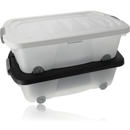 Discountershop® | Onderbedbox op wielen | Rollerbox 100 % BIO recyclable | opbergbox | 24L 2 stuks Opberger met wieltjes
