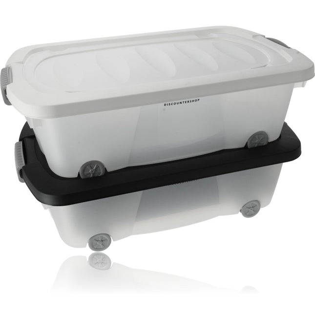Discountershop® | Onderbedbox op wielen | Rollerbox 100 % BIO recyclable | opbergbox | 24L 2 stuks Opberger met wieltjes