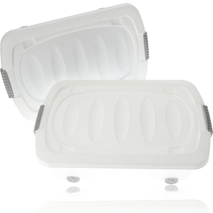Set van 2 Onderbedboxen 24L - Verplaatsbare Opbergboxen - Opbergbakken Onder Bed met Wieltjes