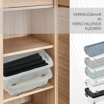 Opbergbox met Deksel Transparant 60x38.5x18 cm – Druksluiting – Verrijdbaar met Wieltjes – Ideaal voor Opslag in Huis en Kantoor - 24liter