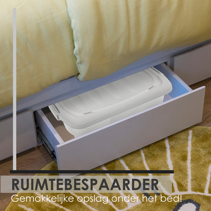 Opbergbox met Deksel Transparant 60x38.5x18 cm – Druksluiting – Verrijdbaar met Wieltjes – Ideaal voor Opslag in Huis en Kantoor - 24liter