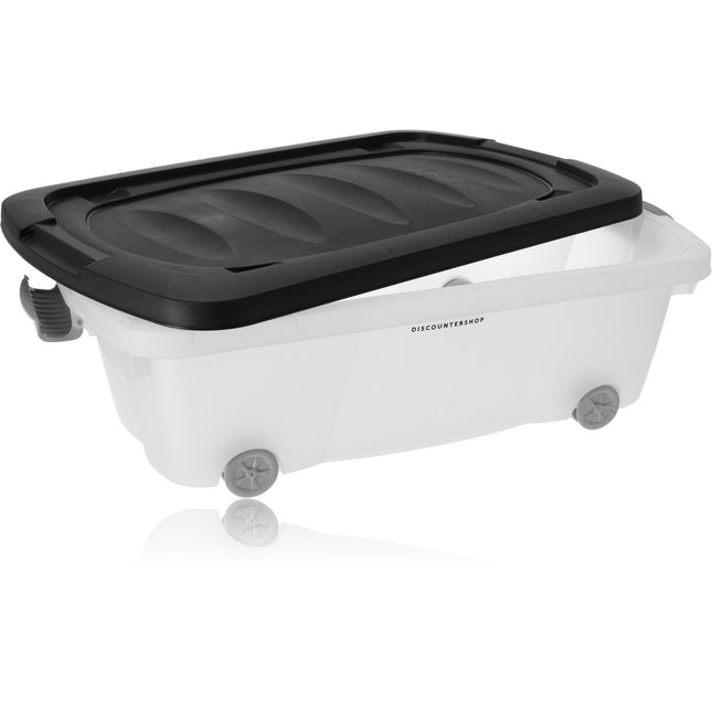 Opbergbox Zwart 24L met Deksel - Verijdbare Onderbedbox met Wieltjes - Ideaal voor Thuis, Kantoor & Garage