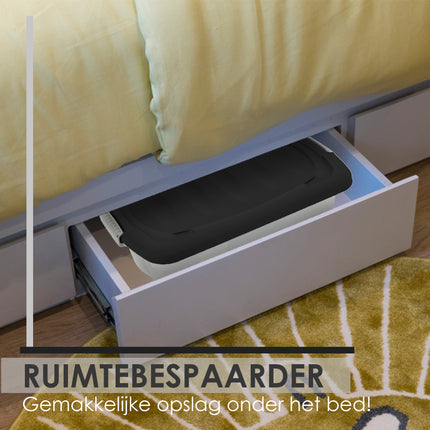 Opbergboxen met Wieltjes 24L - Onderbedbox Set van 2 - Druksluiting - Ideaal voor Onder Bed, Huis & Kantoor