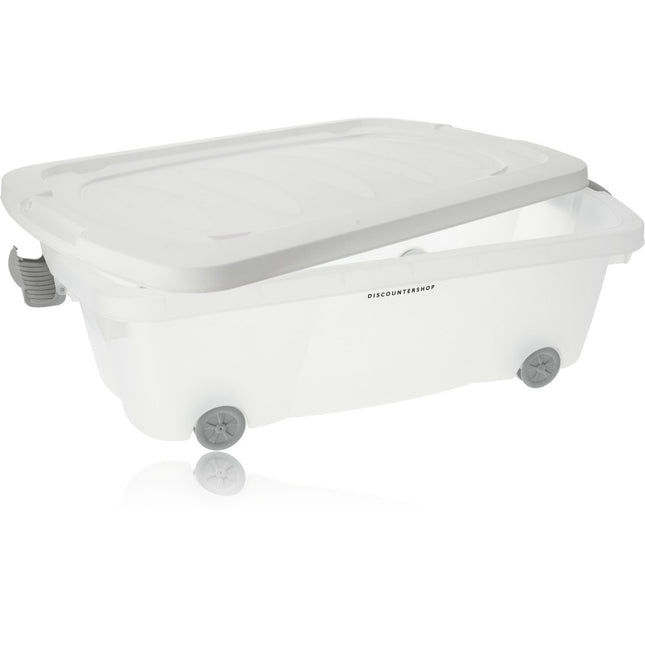 Opbergbox met Deksel Transparant 60x38.5x18 cm – Druksluiting – Verrijdbaar met Wieltjes – Ideaal voor Opslag in Huis en Kantoor - 24liter