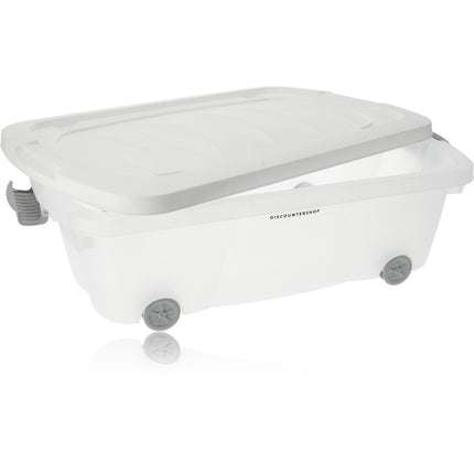 Discountershop® | Onderbedbox op wielen | Rollerbox 100 % BIO recyclable | opbergbox | 24L 2 stuks Opberger met wieltjes