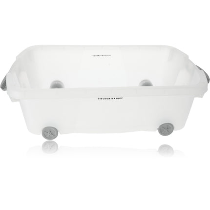 Opbergbox met Deksel Transparant 60x38.5x18 cm – Druksluiting – Verrijdbaar met Wieltjes – Ideaal voor Opslag in Huis en Kantoor - 24liter