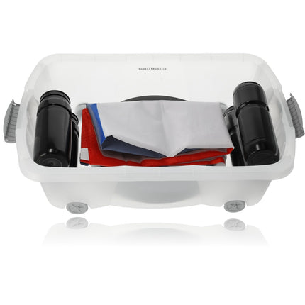 Discountershop® | Onderbedbox op wielen | Rollerbox 100 % BIO recyclable | opbergbox | 24L 2 stuks Opberger met wieltjes