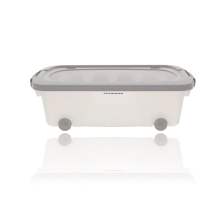 Opbergbox 24 Liter Grijs - Onderbedbox op Wielen - Ideaal voor Speelgoed, Kleding en Opbergruimte Onder Bed - 60x38,5x18 cm