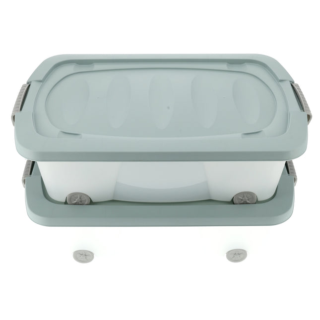 Set van 2 Opbergboxen Groen 24L - Onderbedboxen met Deksel (60x38.5x18 cm) - Ideaal voor Opslag Onder Bed, Huis & Kantoor
