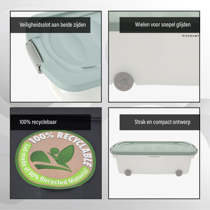 Set van 2 Opbergboxen Groen 24L - Onderbedboxen met Deksel (60x38.5x18 cm) - Ideaal voor Opslag Onder Bed, Huis & Kantoor