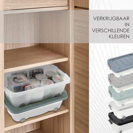 Set van 2 Opbergboxen Groen 24L - Onderbedboxen met Deksel (60x38.5x18 cm) - Ideaal voor Opslag Onder Bed, Huis & Kantoor