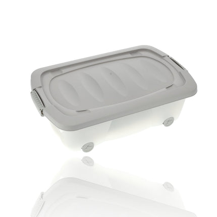 Opbergbox 24 Liter Grijs - Onderbedbox op Wielen - Ideaal voor Speelgoed, Kleding en Opbergruimte Onder Bed - 60x38,5x18 cm