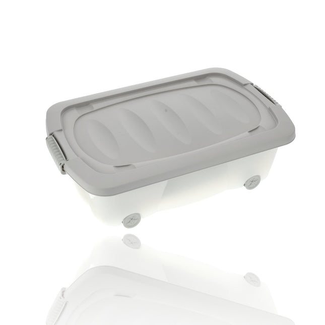 Opbergbox 24 Liter Grijs - Onderbedbox op Wielen - Ideaal voor Speelgoed, Kleding en Opbergruimte Onder Bed - 60x38,5x18 cm