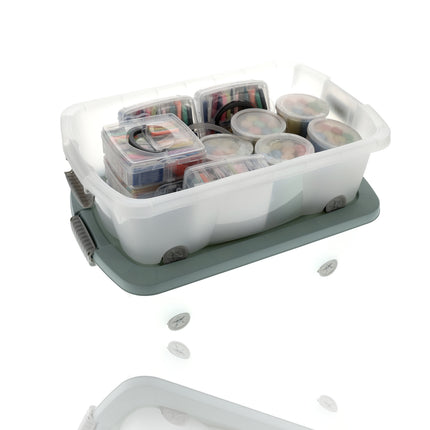 Set van 2 Opbergboxen Groen 24L - Onderbedboxen met Deksel (60x38.5x18 cm) - Ideaal voor Opslag Onder Bed, Huis & Kantoor