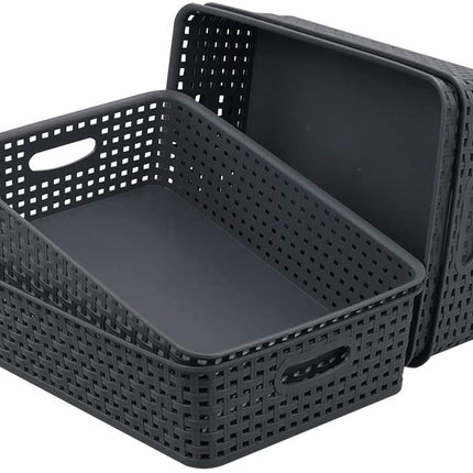 5 X Opbergmand - Opbergbakje - Zwarte opberger 35 x 29 x 13 cm Rattan - Opbergboxen kopen - opbergbox kopen Opbergbox