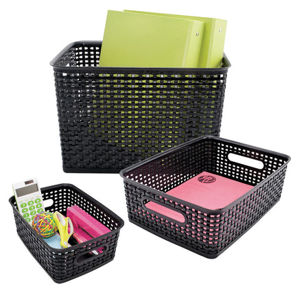 5 X Opbergmand - Opbergbakje - Zwarte opberger 35 x 29 x 13 cm Rattan - Opbergboxen kopen - opbergbox kopen Opbergbox