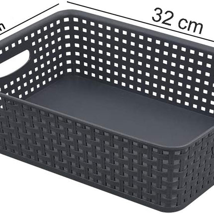 5 X Opbergmand - Opbergbakje - Zwarte opberger 35 x 29 x 13 cm Rattan - Opbergboxen kopen - opbergbox kopen Opbergbox