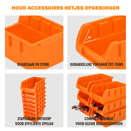 16-delig Wandrek Opbergsysteem – Schuiflades en Stapelboxen voor Gereedschap, Schroeven en Spijkers – Ideaal voor Werkplaats, Schuur, Kantoor & Keukenkast – Inclusief Schroeven en Pluggen