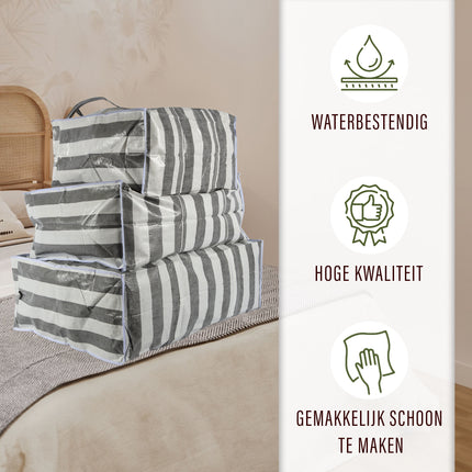Complete Dekbed Opbergtas Set 45L, 90L, 125L | 3 Stuks | Ideaal voor Verhuizen, Opslag en Boodschappen | Duurzaam Polyester | Kussen Opbergtas Met Stevige Rits En Handvatten