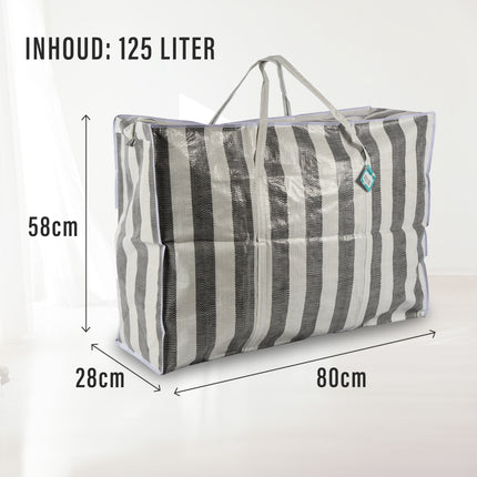 Shopping Tassen Met Rits en Handvatten | 125L | Duurzame Polyester Stoffen Boodschappentas Van 80cm x 58cm x 28cm | Ideaal voor Verhuizen Opslag en Boodschappen | Big Shopper Winkel Van Max Gewicht 25 kg  