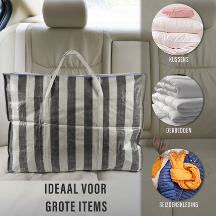 Shopping Tassen Met Rits en Handvatten | 125L | Duurzame Polyester Stoffen Boodschappentas Van 80cm x 58cm x 28cm | Ideaal voor Verhuizen Opslag en Boodschappen | Big Shopper Winkel Van Max Gewicht 25 kg  