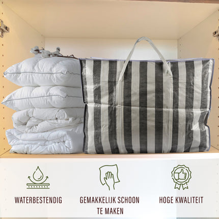 Shopping Tassen Met Rits en Handvatten | 125L | Duurzame Polyester Stoffen Boodschappentas Van 80cm x 58cm x 28cm | Ideaal voor Verhuizen Opslag en Boodschappen | Big Shopper Winkel Van Max Gewicht 25 kg  