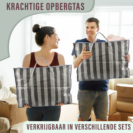 Shopping Tassen Met Rits en Handvatten | 125L | Duurzame Polyester Stoffen Boodschappentas Van 80cm x 58cm x 28cm | Ideaal voor Verhuizen Opslag en Boodschappen | Big Shopper Winkel Van Max Gewicht 25 kg  