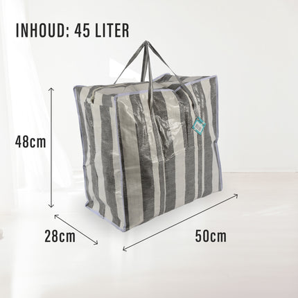 Jumbo Tas 45 Liter | Grote Shoppers met Rits Met Comfortabele Handvatten | Stevige Opbergtas Met 15 kg Draagvermogen | Perfect voor Opslag & Boodschappen | Duurzaam Polyester | 50cm x 48cm x 28cm