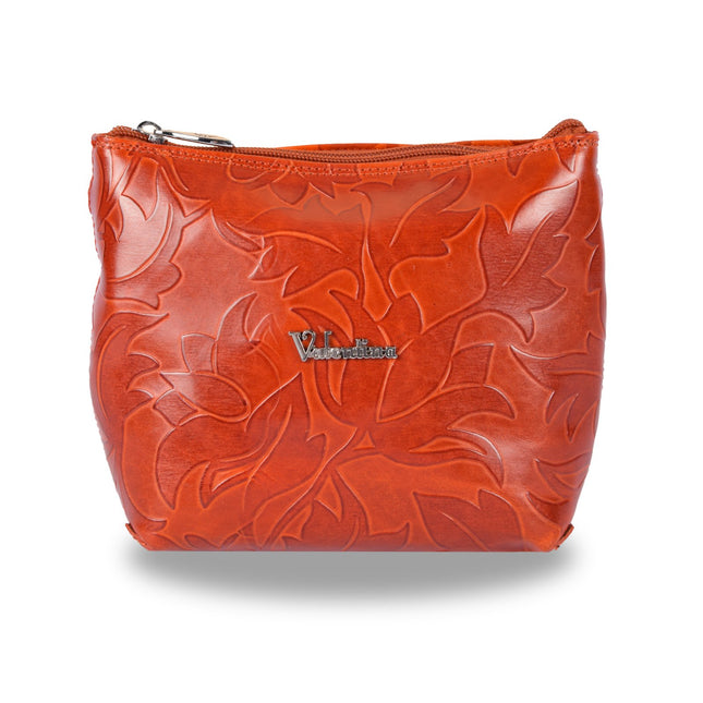 Crossbody tas | Rich Oranje Lederen | Bloemendesign | Schoudertas | Praktisch & Uniek Koningsdag Accessoires