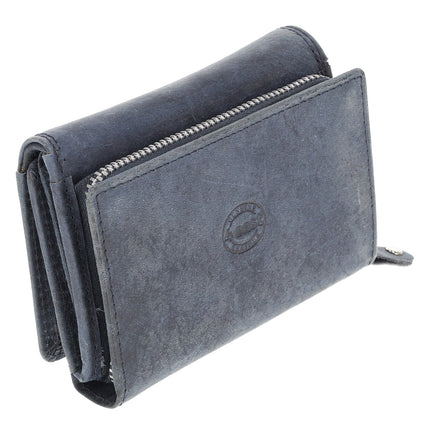 Overslag Portemonnee met RFID | Echt Leren Portemonnee | Dames & Heren | 11 Pasjeshouder | Portefeuille met Rits voor Hem & Haar | 12.5x8.5 cm - Navy
