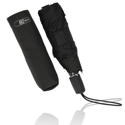 2x Parapluie pliant en Noir - Polyester et Aluminium - Parapluie tempête - Longueur 61,5cm - Diamètre. 97 cm
