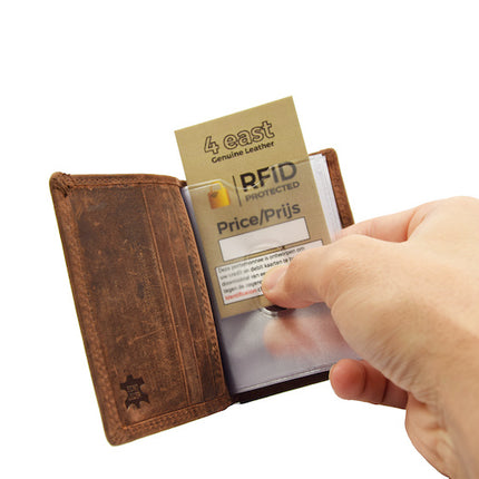 Pasjeshouder - creditcardhouder - RFID- 4East Pasjeshouder - Creditcardhouder bruin