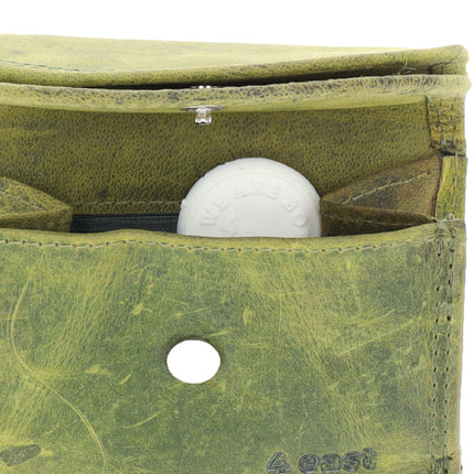 Overslag Portemonnee Dames & Heren | Met Dubbele Kleppen | RFID Bescherming | Olive Unisex Portefeuille | 2 Pasjeshouder, Bil & Muntvak | 9x7x2cm 