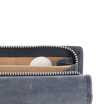 Overslag Portemonnee met RFID | Echt Leren Portemonnee | Dames & Heren | 11 Pasjeshouder | Portefeuille met Rits voor Hem & Haar | 12.5x8.5 cm - Navy