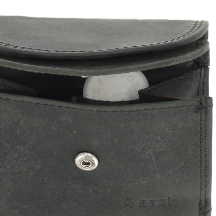 Dubbele Overslag Kleine Portemonnee | Unisex - RFID Anti Skim | Portefeuille Kleingeld | 2 Pasjeshouder, Muntvak & Biljetvak | 9x7x2cm - Zwart 