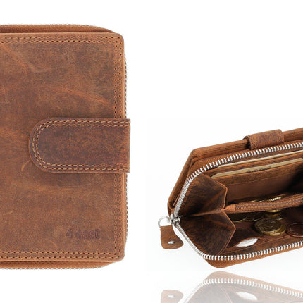 Portemonnee Heren - Portemonnee Dames - Camel - Unisex Portemonnee met Rits - RFID Anti-Skim - 13,5x10 cm  - 6 Pasjeshouder 