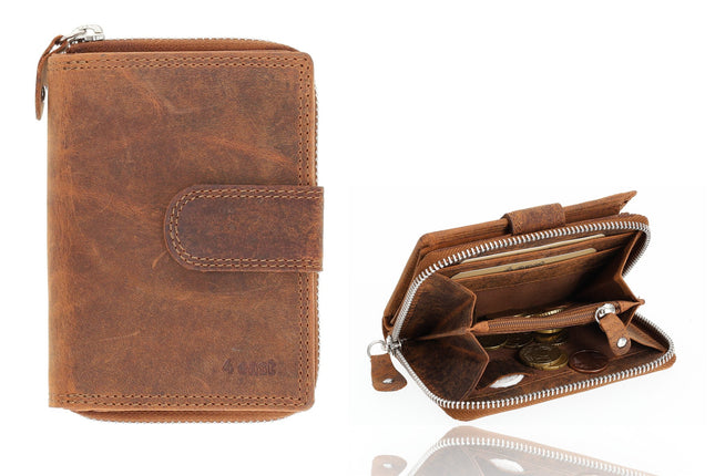 Portemonnee Heren - Portemonnee Dames - Camel - Unisex Portemonnee met Rits - RFID Anti-Skim - 13,5x10 cm  - 6 Pasjeshouder 