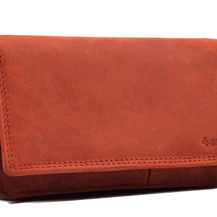 Portemonnee - 17 pasjes - Dames portemonnee - Dames portemonnee - Harmonica portemonnee buffelleer Rood - Portemonnee rood Overslagportemonnee- Harmonicaportemonnee -