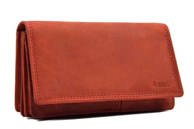 Portemonnee - 17 pasjes - Dames portemonnee - Dames portemonnee - Harmonica portemonnee buffelleer Rood - Portemonnee rood Overslagportemonnee- Harmonicaportemonnee -