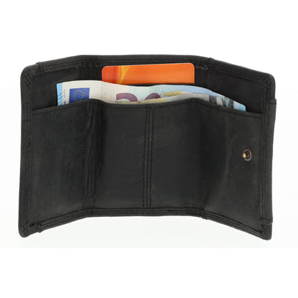 Kleine portemonnee voor dames & heren | pasjes en geld | anti skim met 2 pasjeshouder & muntvak |ideaal cadeautjes | 9.8x6.5x2 cm – zwart 