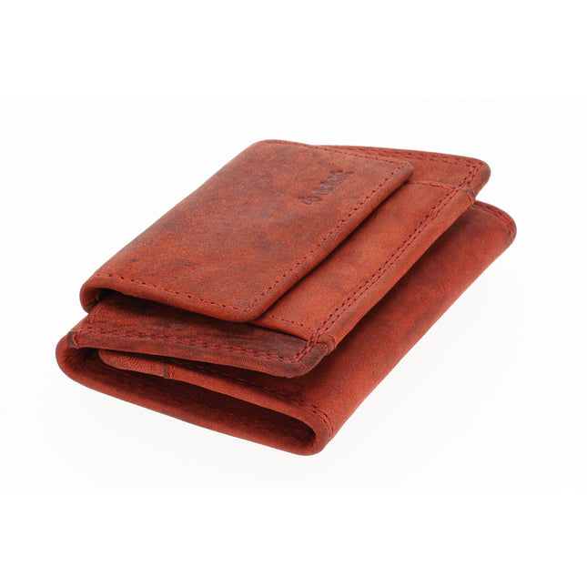 Kleine portemonnee pasjes en geld |dames & heren | anti skim met 2 pasjeshouder & muntvak | ideaal kerstcadeautjes | 9.8x6.5x2 cm – rood 
